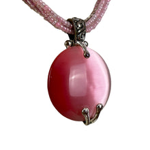 Load image into Gallery viewer, Vintage Primer Designs Pink Cats Eye Necklace 10"