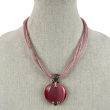 Load image into Gallery viewer, Vintage Primer Designs Pink Cats Eye Necklace 10"
