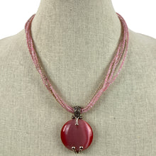 Load image into Gallery viewer, Vintage Primer Designs Pink Cats Eye Necklace 10"