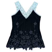 Load image into Gallery viewer, Y2K Floral Camisole with Lace Trim & Sequin Size Large