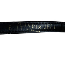 Load image into Gallery viewer, Vintage St. John Gold Panther Buckle on Thin Black Leather Cinch Belt Size Small