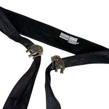 Load image into Gallery viewer, Vintage Black Leather Cinch Belt with Elephants Clasp Buckle M/L