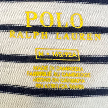 Load image into Gallery viewer, Polo Ralph Lauren White & Navy Striped Cotton V-Neck T-Shirt Size Medium
