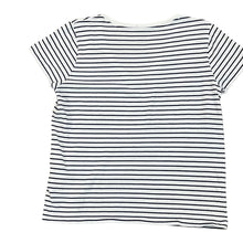 Load image into Gallery viewer, Polo Ralph Lauren White & Navy Striped Cotton V-Neck T-Shirt Size Medium
