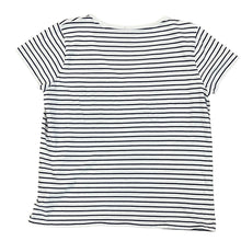 Load image into Gallery viewer, Polo Ralph Lauren White & Navy Striped Cotton V-Neck T-Shirt Size Medium