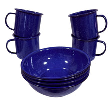 Load image into Gallery viewer, True Vintage Blue Speckled Camp Mug & Bowl Set of 4