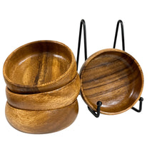 Load image into Gallery viewer, Vintage Mid-Century Monkey Pod Wood Snack Bowls Set of 4
