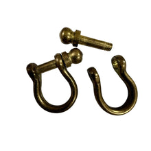Load image into Gallery viewer, Solid Brass Bow Shackle Keychains Screw Pin D-Ring Heavy Duty Hardware Pair