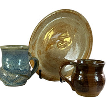 Load image into Gallery viewer, 1970s Signed Studio Art Pottery Mug Picher and Plate 3 Pcs Set