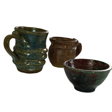 Load image into Gallery viewer, 1970s Signed Studio Art Pottery Mug Picher 3 Pcs Set