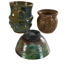 Load image into Gallery viewer, 1970s Signed Studio Art Pottery Mug Picher 3 Pcs Set