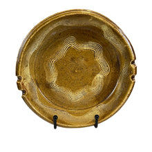 Load image into Gallery viewer, Vintage Studio Art Pottery Freestyle Spiral Glaze Brown Yellow Ashtray Signed By Artist