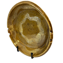 Load image into Gallery viewer, Vintage Studio Art Pottery Freestyle Spiral Glaze Brown Yellow Ashtray Signed By Artist
