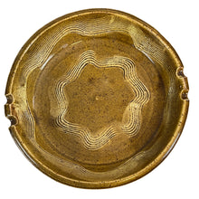 Load image into Gallery viewer, Vintage Studio Art Pottery Freestyle Spiral Glaze Brown Yellow Ashtray Signed By Artist