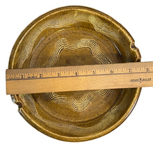 Load image into Gallery viewer, Vintage Studio Art Pottery Freestyle Spiral Glaze Brown Yellow Ashtray Signed By Artist