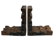 Load image into Gallery viewer, Vintage Handmade Chunky Wooden Bookends Gothic Retro Decor