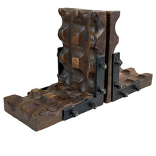 Load image into Gallery viewer, Vintage Handmade Chunky Wooden Bookends Gothic Retro Decor