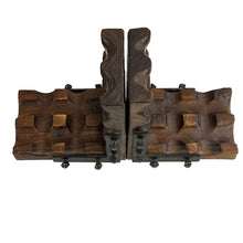 Load image into Gallery viewer, Vintage Handmade Chunky Wooden Bookends Gothic Retro Decor