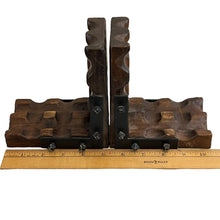 Load image into Gallery viewer, Vintage Handmade Chunky Wooden Bookends Gothic Retro Decor