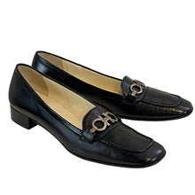 Load image into Gallery viewer, Salvatore Ferragamo Black Leather Gancini Logo Loafers Size 7 4A