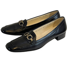 Load image into Gallery viewer, Salvatore Ferragamo Black Logo Loafers Size 7 Narrow