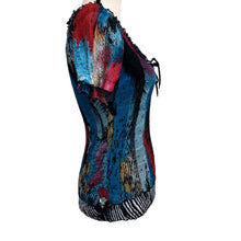 Load image into Gallery viewer, Y2K Crinkle Abstract Sequin Ruffle Top Size Small
