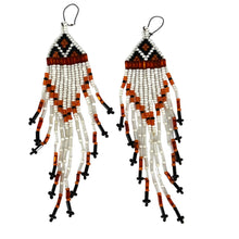 Load image into Gallery viewer, Vintage Native American Hand-Beaded Dangle Earrings 4.8"