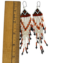Load image into Gallery viewer, Vintage Native American Hand-Beaded Dangle Earrings 4.8"