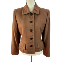 Load image into Gallery viewer, Vintage Oscar De La Renta Brown Wool Blazer Jacket Size Small
