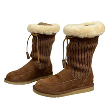 Load image into Gallery viewer, UGG Brown Suede & Shearling Knit Boots Size 6
