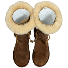 Load image into Gallery viewer, UGG Brown Suede & Shearling Knit Boots Size 6