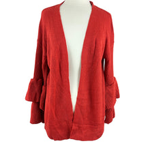 Load image into Gallery viewer, Orange Ruffle Bell Sleeve Knit Cardigan Size S/M