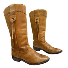Load image into Gallery viewer, Vintage 70s Distressed Tan Leather Western Boots Size 10
