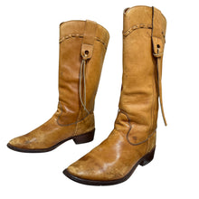 Load image into Gallery viewer, Vintage 70s Distressed Tan Leather Western Boots Size 10