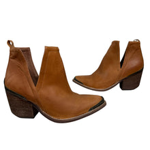 Load image into Gallery viewer, Jeffrey Campbell Tan Brown Leather Western Block Heel Ankle Boots 6.5