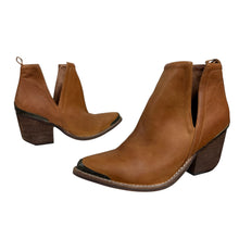 Load image into Gallery viewer, Jeffrey Campbell Tan Brown Leather Western Block Heel Ankle Boots 6.5