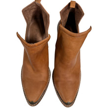 Load image into Gallery viewer, Jeffrey Campbell Tan Brown Leather Western Block Heel Ankle Boots 6.5