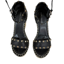 Load image into Gallery viewer, Marc Fisher Black Studded Espadrille Wedge Size 7.5