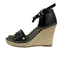 Load image into Gallery viewer, Marc Fisher Black Studded Espadrille Wedge Size 7.5