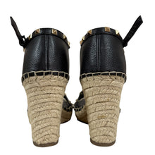 Load image into Gallery viewer, Marc Fisher Black Studded Espadrille Wedge Size 7.5
