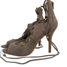 Load image into Gallery viewer, Vince Camuto Sylvia Taupe Peep Toe Sandal Heels Size 8.5