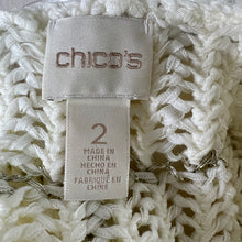 Load image into Gallery viewer, Chico's Open Knit V-Neck Sweater 3/4 Sleeve Size Large (Chico's Size 2) in Description