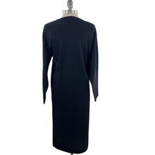 Load image into Gallery viewer, Vintage Black Wool Blend Sequin Sweater Dress Size Medium