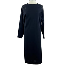 Load image into Gallery viewer, Vintage Black Wool Blend Sequin Sweater Dress Size Medium