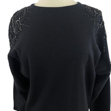 Load image into Gallery viewer, Vintage Black Wool Blend Sequin Sweater Dress Size Medium