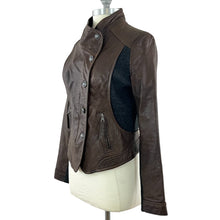 Load image into Gallery viewer, Via Spiga Brown Moto Jacket Size Medium