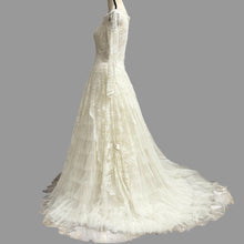 Load image into Gallery viewer, Vintage 50s Ivory Lace Wedding Gown Illusion Neckline
