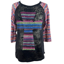 Load image into Gallery viewer, Southern Grace Black 3/4 Sleeve Tee With Cross Size Medium