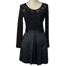 Load image into Gallery viewer, Women Black Lace Long Sleeves Knee Length Dress With Pockets