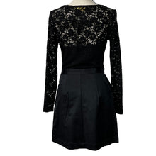 Load image into Gallery viewer, Women Black Lace Long Sleeves Knee Length Dress With Pockets